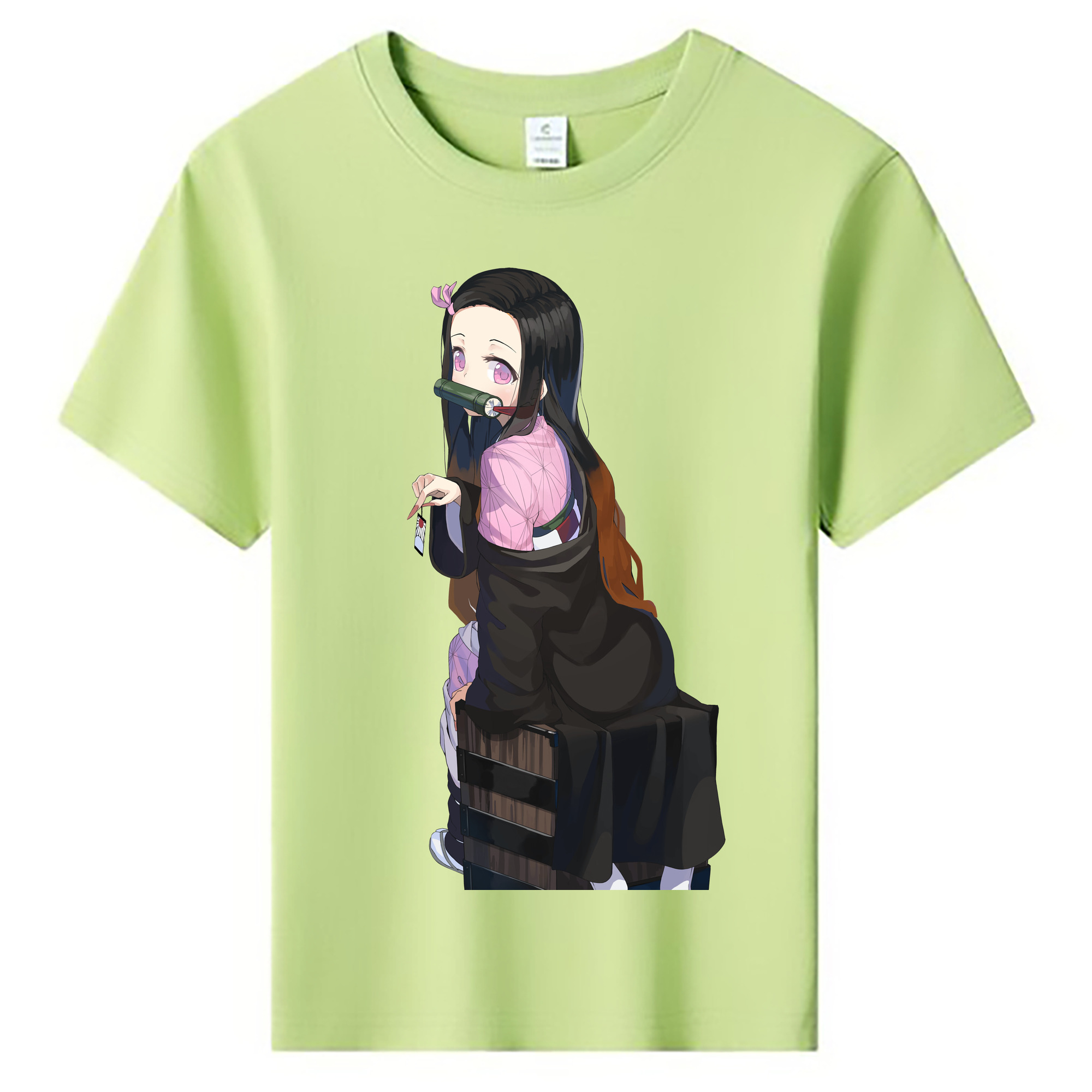（画像用） 鬼滅の刃（きめつのやいば）竈門 禰󠄀豆子／かまど ねずこ Kamado Nezuko 綿100％キッズTシャツ（フロントプリント）